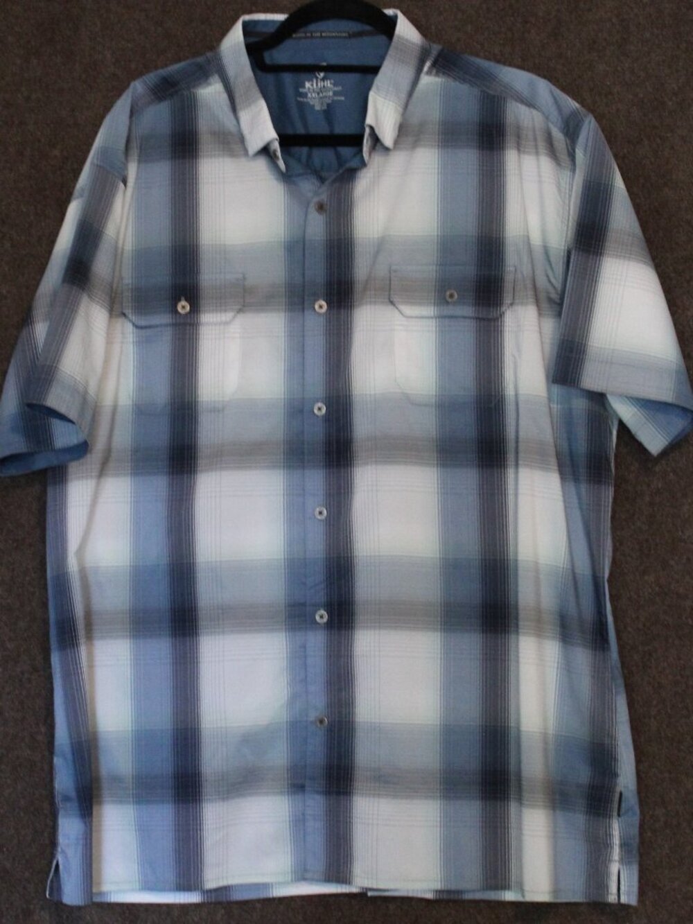 Kuhl Mens Size XXL Short Sleeve Button Front Shirt Blue/White Plaid